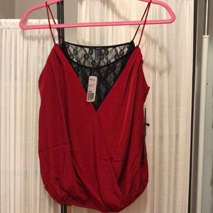 Red tank with lace